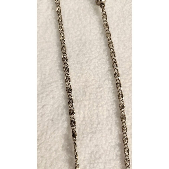 Vintage Signed Freirich Flapper Style Silver Tone Necklace 60 Inch Long - Picture 6 of 7